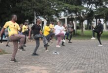 A section of participants during the aerobics session