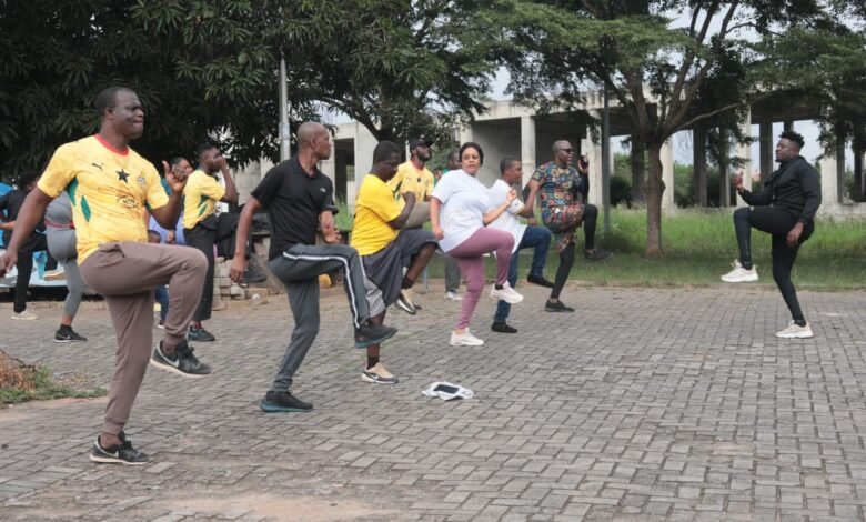 A section of participants during the aerobics session