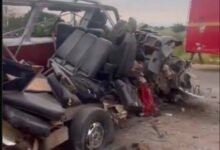 One of the vehicles involved in the accident