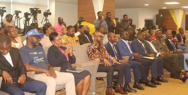 Mr. Awuah (seated second from left) during the launch. Photo. Ebo Gorman