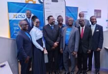 Dr Asiama (fourth from left front row) with Ms Amoah (second from left front row) and other dignitaries during the programme