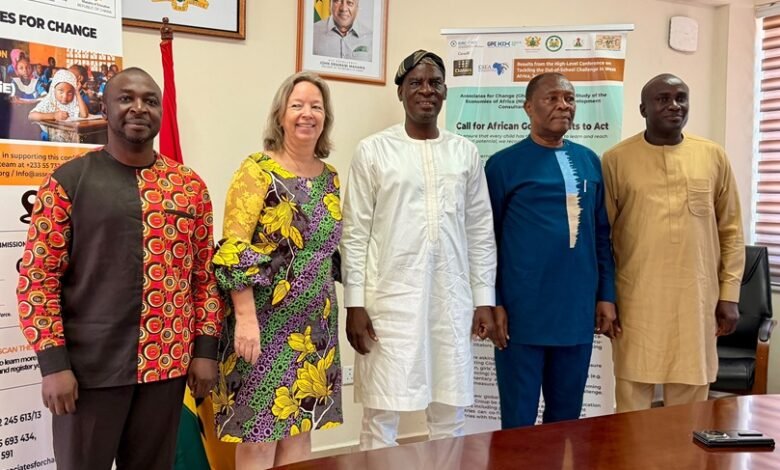 Mr Iddrisu (middle) with Dr Casely Hayford (second from left) and other partners after the meeting