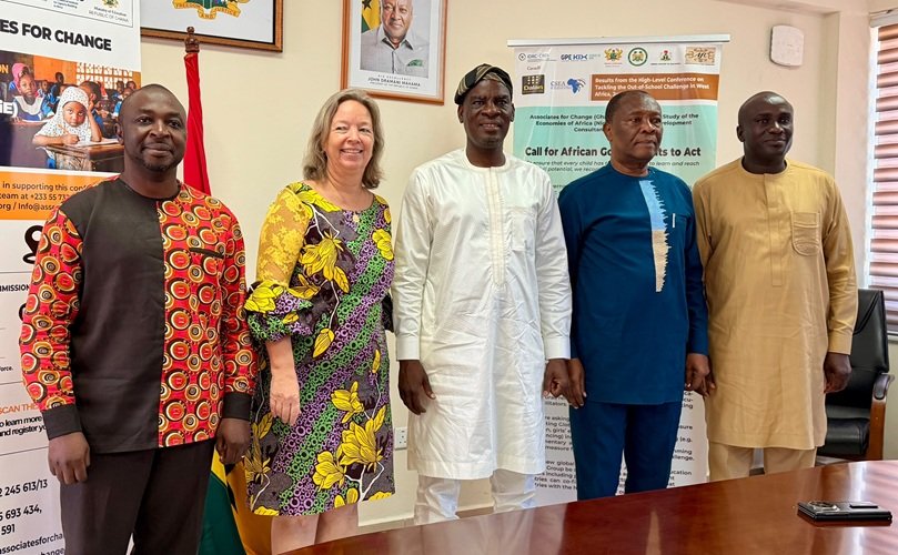 Mr Iddrisu (middle) with Dr Casely Hayford (second from left) and other partners after the meeting