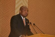 Mr Ablakwa (inset) briefing the press at the event Photo Victor A. Buxton