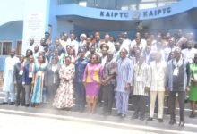 Nana Oye Bampoe Addo (sixth from right) with other dignitaries at the programme Photo Victor A. Buxton