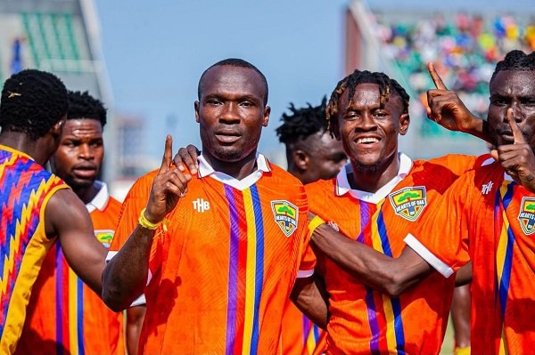 John Antwi joined by team mates to celebrate the opener