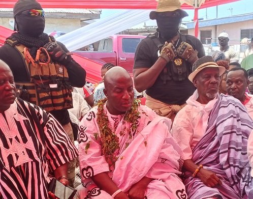 Nene Tetteh Mansro II (middle) the newly installed Paramount Chief with some of his elders