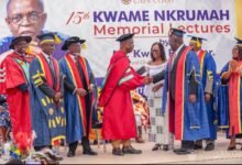 Kwesu Pratt Doctorate------Sir Sam Jonah (third from right) congratulating Mr Kwesi Pratt Jnr. after the conferment