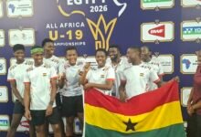 Members of the Golden Shuttlers celebrating their victory over the Egyptians