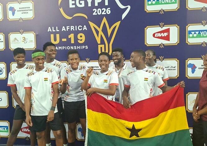 Members of the Golden Shuttlers celebrating their victory over the Egyptians