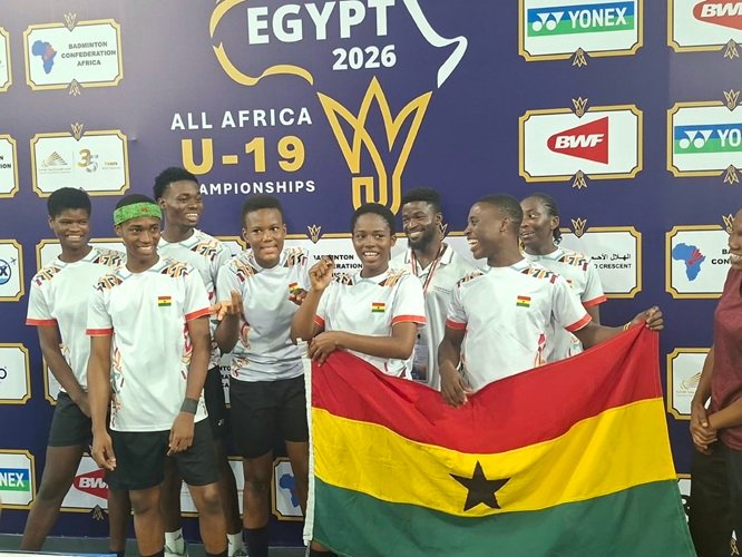 Members of the Golden Shuttlers celebrating their victory over the Egyptians