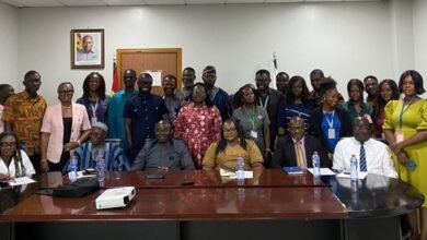 Mr Agyekum together with dignitaries and staff of the Labour Commission after the meeting