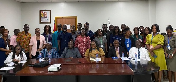 Mr Agyekum together with dignitaries and staff of the Labour Commission after the meeting
