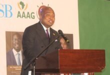 Mr Okudzeto Ablakwa (inset) addressing participants at the conference. Photo. Ebo Gorman