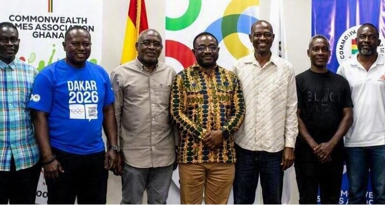 Mr Woyome (middle) flanked by members of the committee and Mr Akpokavie (third left)