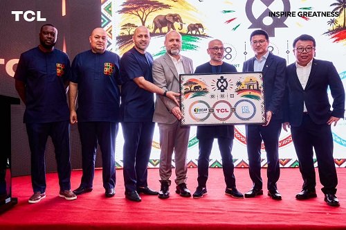 Officials of TCL displaying one of the TCL brands