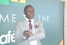 Professor Agyeman (inset) addressing the gathering Photo Victor A. Buxton