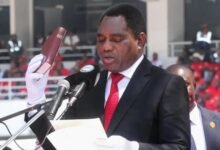 President Hakainde Hichilema taking the oath of office