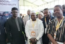 Mr Sanko (middle) with Dr Kofituo (second from right) and other dignitaries inspecting one of the exhibition stands