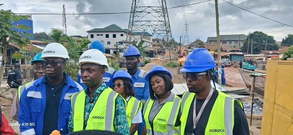 Mr Anane (second from left) with other members from GRIDCo during the monitoring exercise
