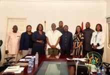 Mr James Asante (fourth from left) with other members of the Strategic Communication and Branding Committee of RTI after the programme