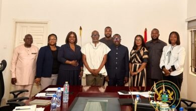 Mr James Asante (fourth from left) with other members of the Strategic Communication and Branding Committee of RTI after the programme