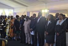 Justice Anthony Forson Jnr (third from right) with Dr Srem-Sai (fourth from right), Mrs Ghartey (second from right) and other dignitaries