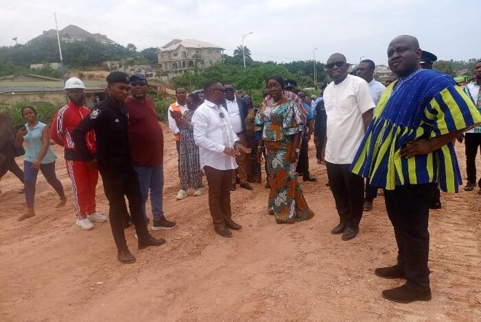 Mrs Ofosu-Adjare (third from right) and other dignitaries during the inspection of the land