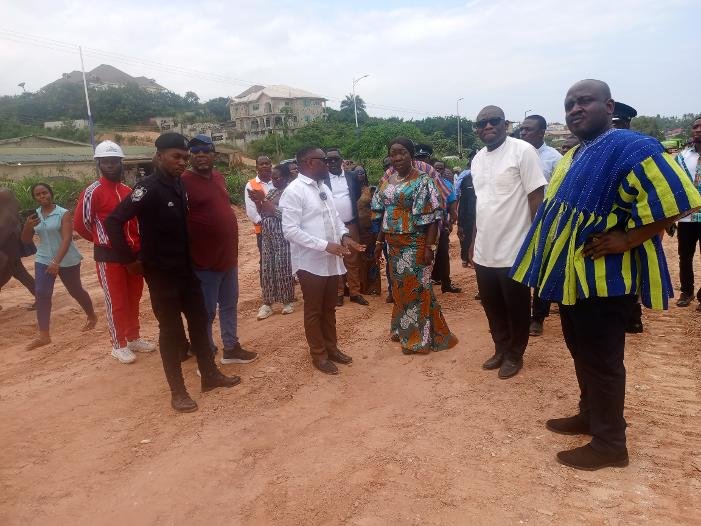 Mrs Ofosu-Adjare (third from right) and other dignitaries during the inspection of the land