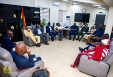 Mr Iddrisu (second from left) in a meeting with the teacher unions
