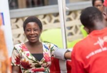 A resident undergoing free health screening