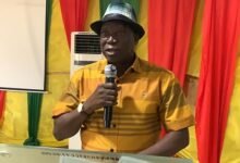 ---Mr Akamugri (inset) addressing participants at the meeting in Bolgatanga