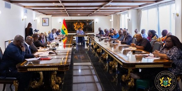 Vice President Opoku-Agyemang (middle) addressing the gathering