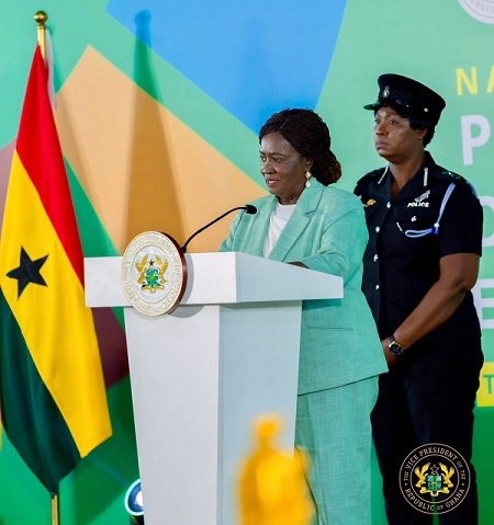 Vice President, Professor Opoku-Agyemang (inset) speaking at the programme