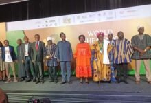 President Professor Opoku-Agyemang (fourth from right) with other dignitaries at the Expo