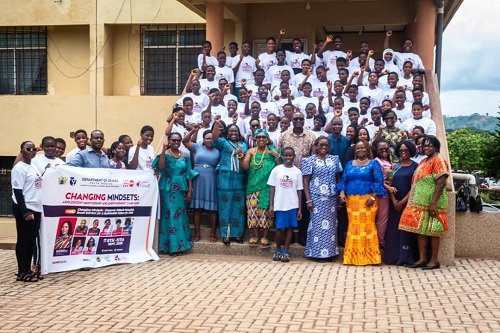 Mrs Adzroe (fourth from right) with camp beneficiaries and dignitaries after the programme