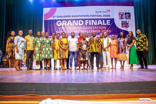 Nabeeha Sulemana Atiah , winner of the School Sanitation Challenge with other dignitaries at the programme
