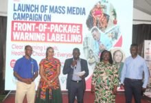 Dr Hafiz Adam (middle), Mrs Harriet Nuamah-Agyemang (second from right) and other invited guests launching the campaign. Photo. Ebo Gorman