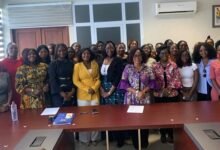 Women’s representation ----Dr Binka (sixth from right front row) and other participants at the programme
