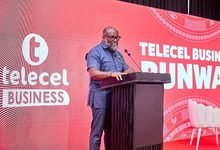 Dr. McKorley, Keynote Speaker addressing participants the Telecel Business Runway