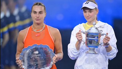 Elena Rybakina (right) defeated Aryna Sabalenka in two different Grand Slam finals this year, including Saturday's US Open championship