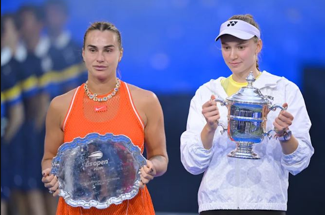 Elena Rybakina (right) defeated Aryna Sabalenka in two different Grand Slam finals this year, including Saturday's US Open championship