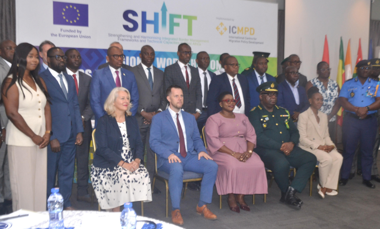 Ms Freda Asare (seated middle) with Mr Claes (seated second from left), Mr Disu (seated second from right), Ms Zanette (seated left) and other participants at the programme Photo Victor A. Buxton