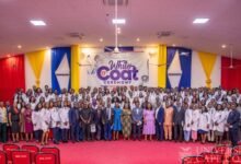 159 medical students of SMS-UCC ------Dignitaries with the inducted students after the ceremony