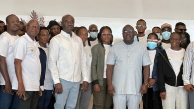 Mr Debrah (front raw third from right) with Mr Agyekum (front raw third from left) and the nurses at the Airport