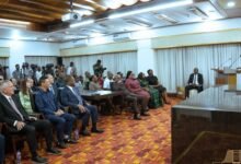 President Mahama addressing the delegation at the meeting.
