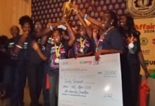 Bolgatanga Technical University students displaying the trophy and cheque at the event