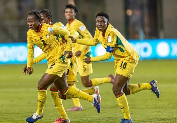 Black Maidens players celebrate the last win against Canada