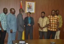 Dr Agyeman-Rawlings (middle) in a chat with Mr Samuel Dampare (third from left) after the event. With them is Dr Tandor (third from right) Photo Victor A. Buxton