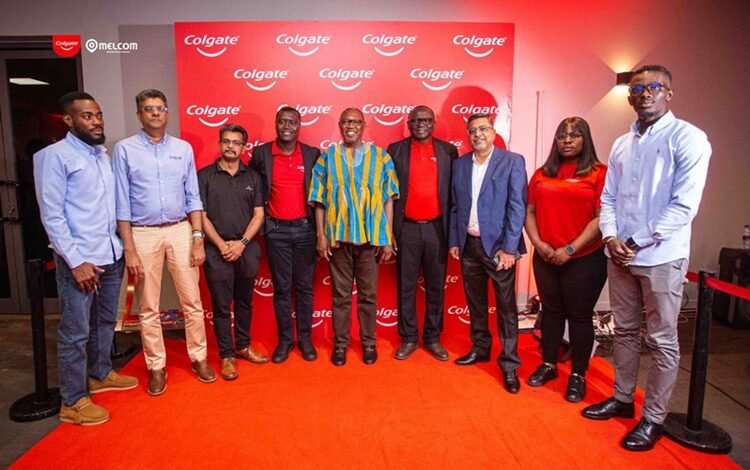 Executives from Colgate West Africa and Melcom Group with Dr. Clement Apaak (in smock)